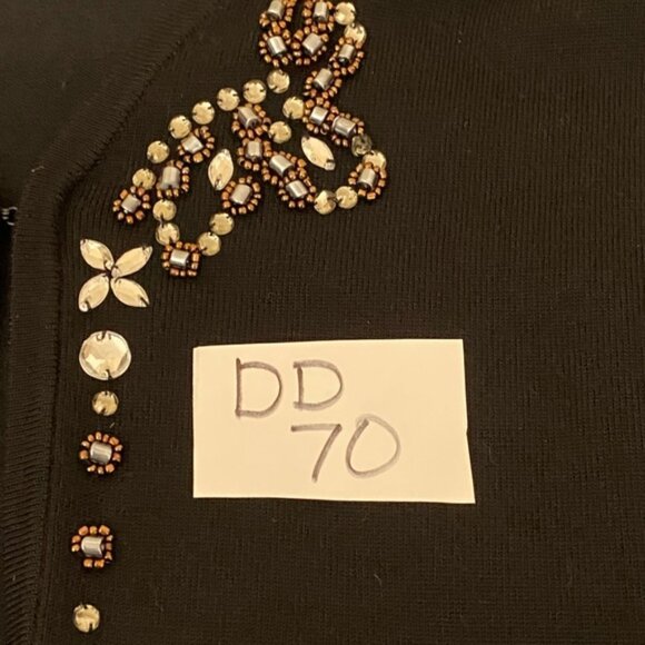 DD-70 BCBG MaxAzria NWT Black Beaded & Rhinestone Long Sleeve Cardigan Size M - Picture 15 of 15
